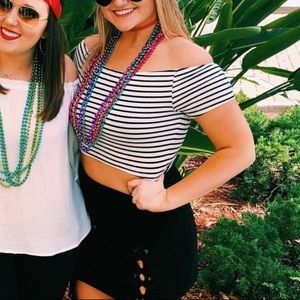Striped Black & White Crop Top